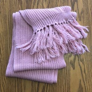 Urban Outfitters Pink Knit Scarf with Tassels